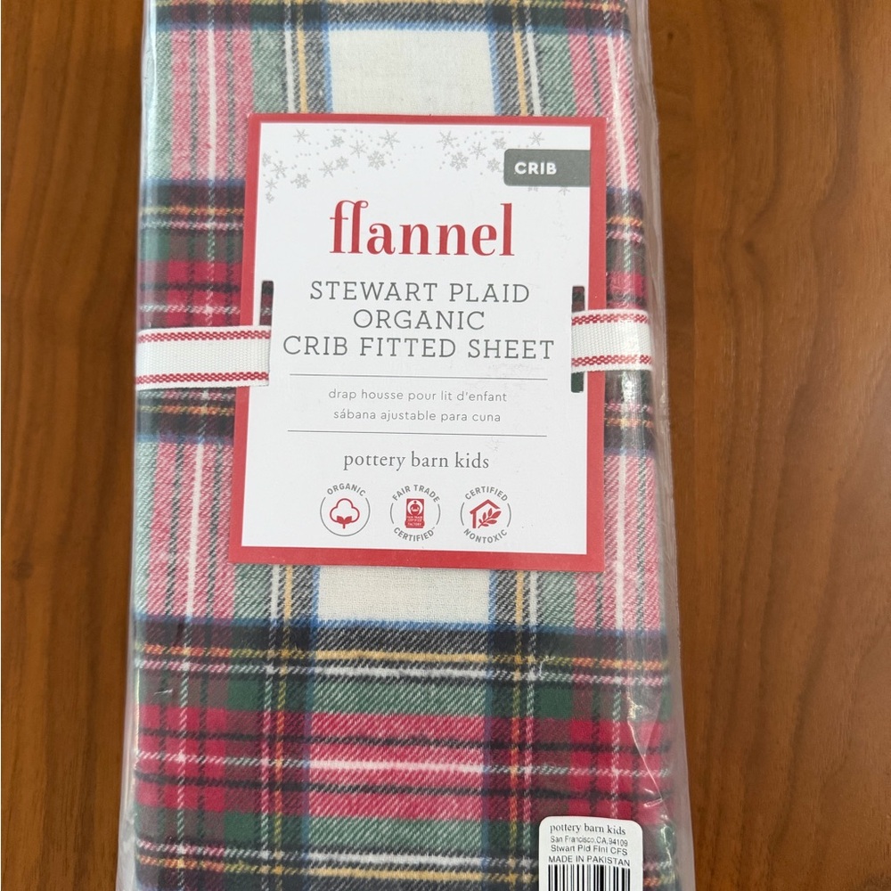 Pottery Barn Kids Red and Green Plaid Crib Sheet